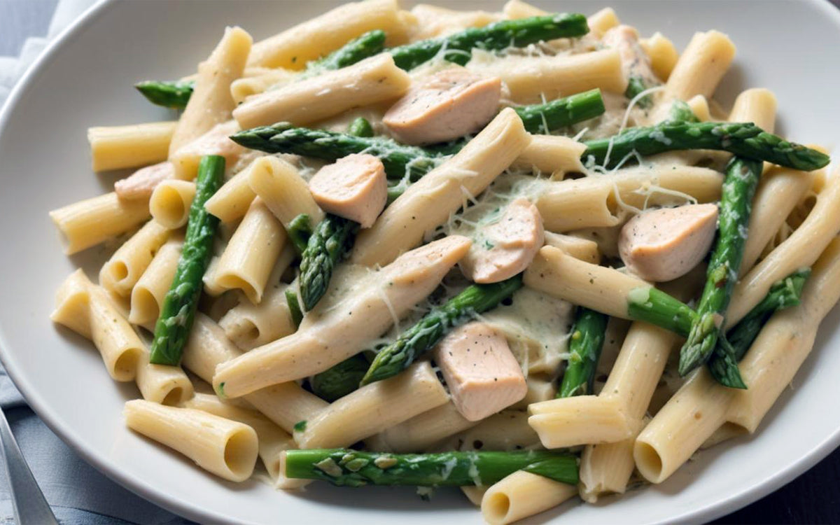 Creamy Chicken & Asparagus Pasta with Gut Superblend