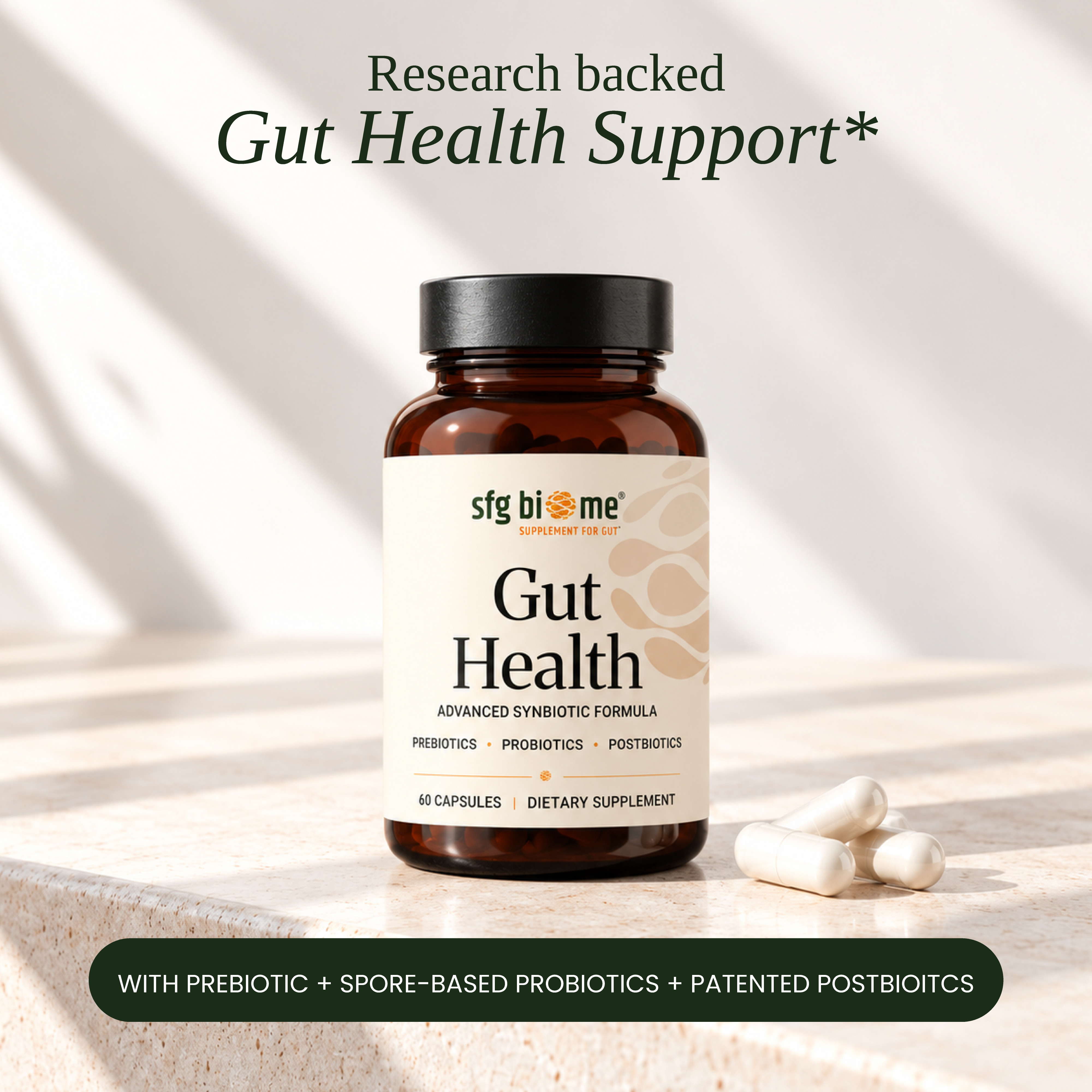 Gut Health – Advanced Synbiotic Formula (Prebiotics + Probiotics + Postbiotics)